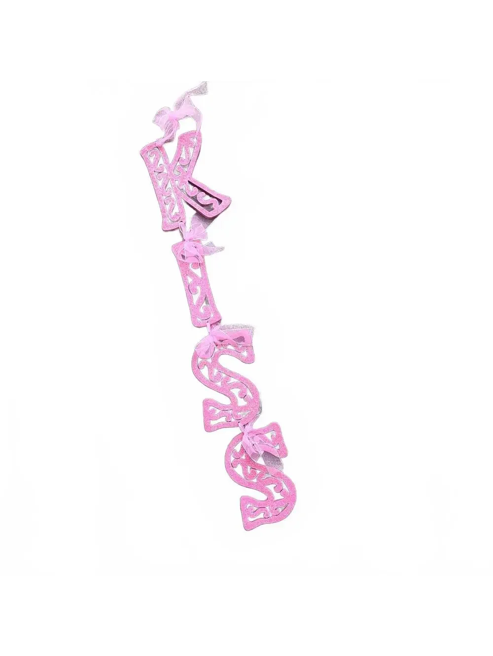 Valentine's Pink Wooden Decorative Hanging 'KISS' Letters